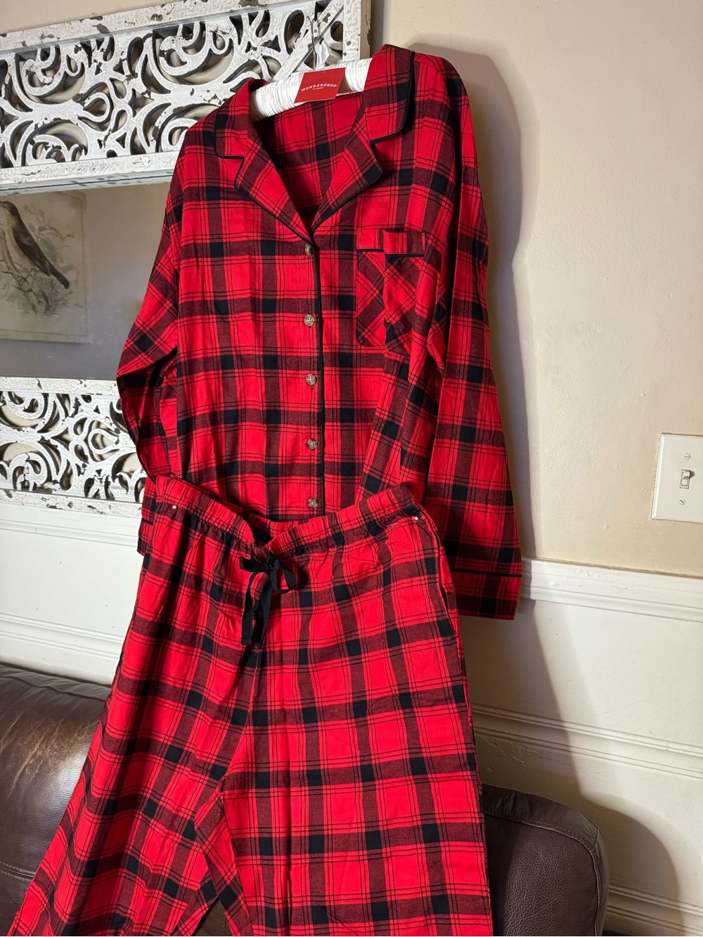 Wondershop Red and Black Plaid Long Sleeve Lounge Dress